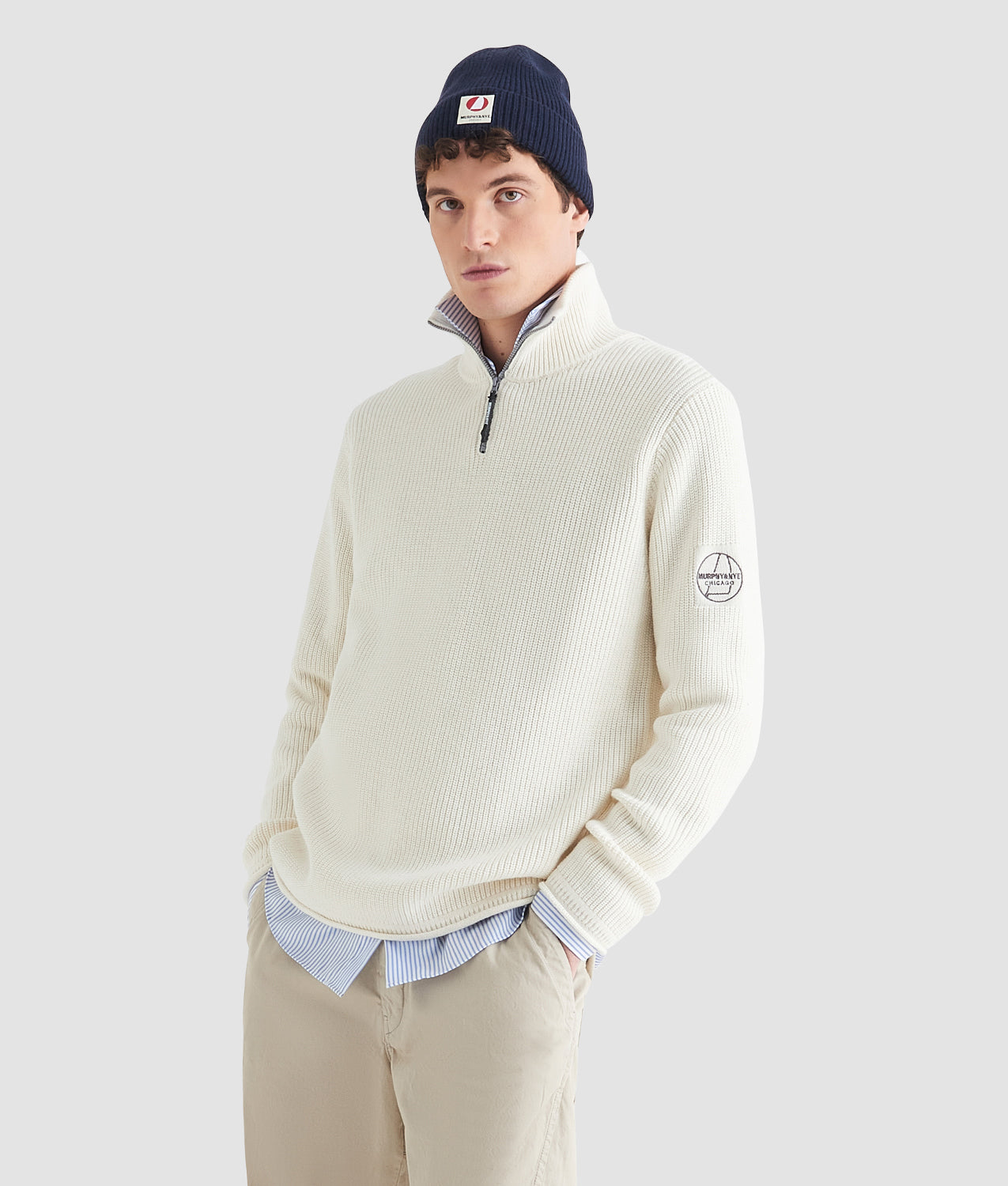 FENDER SWEATER - Maglione Mezza Zip Coste Inglesi
