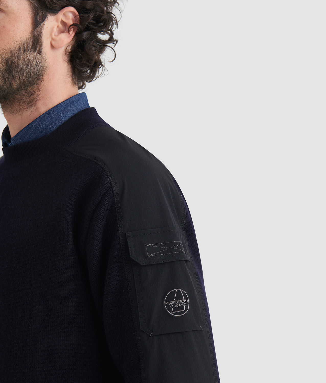 ENSIGN SWEATER - Maglia Rasata con Inserti e Taschino