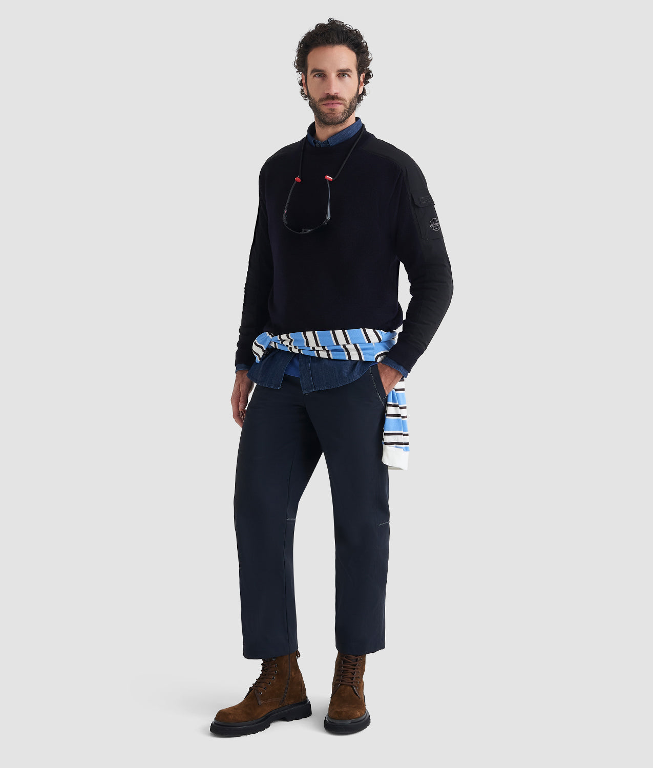 ENSIGN SWEATER - Maglia Rasata con Inserti e Taschino